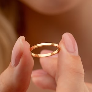 14k Yellow Gold Band Plain Wedding Ring Simple Thin 1.6 mm image 1