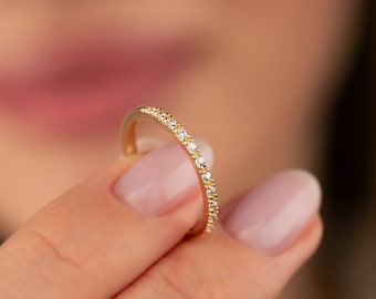 14K Solid Gold Pave Ring with CZ