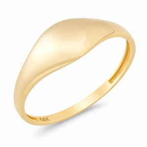14K Solid Gold Dome Ring for Women, 6.8mm Plain Wedding Band, Classic Polished Minimalist Jewelry, Handmade Fine Gift for Her, 14K Gold Ring