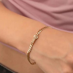 14K Solid Gold Monaco Chain Bracelet 4mm - Chains