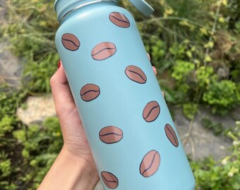 Mini coffee beans stickers, aesthetic gift for caffeine lover cute tumbler decals morning person baristas cafe minimal water bottle sticker