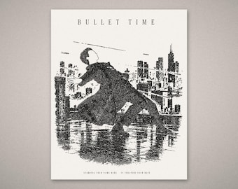 Filmposter op maat van een foto, Bullet Time verjaardagscadeau voor hem of haar, gepersonaliseerd actieheldenportret, kerstcadeau, pen- en inkttekening