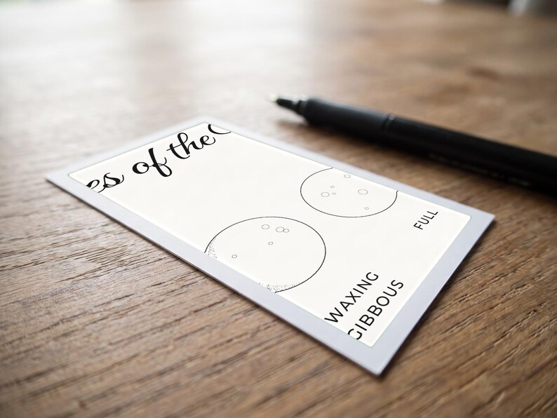 Cycle Graph Image Moon Phases Print, Lunar Cycle Chart, Pen Plotted Real Ink, Celestial ...