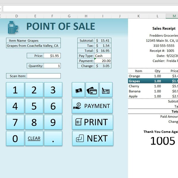 Point of sale  (excel VBA templates - instant download)