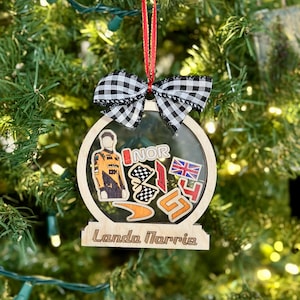 Christmas Ornament inspired by Lando Norris F1 Christmas Ornament F1 Christmas Gift Formula 1 Mcclaren Tree Decoration- Snow Globe