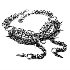 Handmade Stainless Steel Chainmail Choker: Goth Punk Necklace
