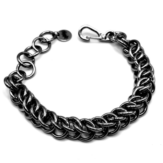 Pastelgoth Chainmail, Cuff Bracelet | 304-Grade Stainless Steel | Sharp Metal Details
