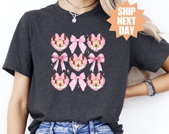 Camisa floral de Disney, Camisa vintage de Minnie Mouse, Camisa coqueta de Disney Minnie, Camisa de Minnie con castillo de Disney, Regalo para mamá, Linda Minnie de Disney