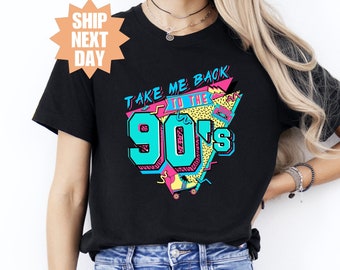 Shirt jaren 90 vintage stijl, jaren 90 feestshirt, verjaardagscadeau jaren 90, jaren 90 throwback-shirts, retro T-shirt jaren 90, Take Me Back To The 90s-shirt
