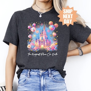 Happiest Place on Earth Shirt, Magic Kingdom, Disneyworld Shirt, Retro Walt Disney Shirt, Disney Family Vacation, Mickey And Friends Shirt