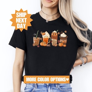 Coffee Latte T-Shirt, Pumpkin Fall Shirt, Cute Fall Sweatshirt, Retro Halloween T-Shirt, Fall Coffee Pumpkin Shirt, Thanksgiving T-Shirt