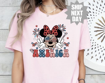 Disney Independence Day Shirt, USA 4th of July Mickey and Minnie Mouse Shirt, Mickey Minnie USA Shirt, Vintage Mickey Mouse, American Flag