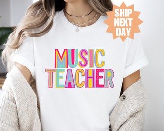 Regalo per insegnante di musica, regali per insegnanti, maglietta per educatore musicale, idee regalo per insegnanti di musica, maglietta con note musicali, musicista, maglietta carina per insegnante di musica