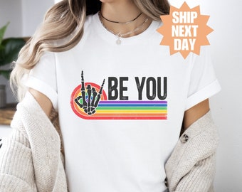 Be You Skelett Regnbågströja, Be You-tröja, Motiverande T-shirt, HBTQ-hjärta T-shirt, Pride-tröja, HBTQ-present T-shirt, HBTQ-vänlig T-shirt