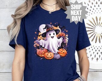 Camiseta de Halloween con fantasmas, divertida camiseta de Halloween, camiseta de fantasmas de Halloween, camiseta retro de Halloween, camiseta de vibraciones espeluznantes, camiseta de regalo de Halloween