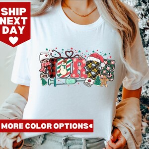 Christmas Nurse Hand Shirt, Christmas Nursing Shirt, Nurse Gift For Woman, Nurse Life Tee, Nursing Christmas Gift, Merry Christmas Shirt