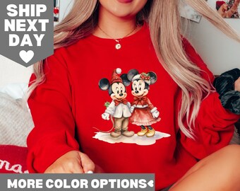 Santa Mickey and Minnie Mouse Christmas Light Disney Shirt, Mickey's Very Merry Christmas Shirt, Disneyland Sweatshirt, Mickey And Minnie