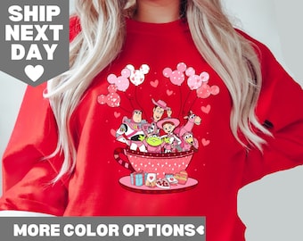 Bluza z postaciami z filmu Toy Story, bluza z nadrukiem Valentine Toy Story, koszulka z nadrukiem Toy Story Mickey Balloon Happy Valentine's Day