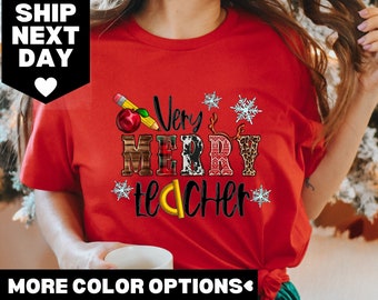 Very Merry Teacher Shirt, Merry Teacher Christmas Shirt, Christmas Gift For Teacher, Christmas Holiday Shirt, Christmas Gift For Teacher