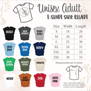 a women's t - shirt size chart with different colors