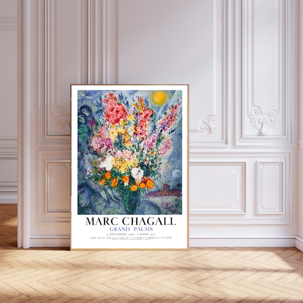 Marc Chagall Art Print, Chagall Poster, Chagall Paris Print, Wall Decor, Wall Art, Chagall Art, Chagall Art Print, Botanical Wall Art