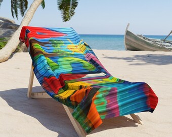 Lebhaftes Austin Strandtuch - Bunter Sommer unverzichtbar, Accessoire am Pool, tolles Geschenk für Strandliebhaber, Urlaub Must-Have, lustiges Wohndekor