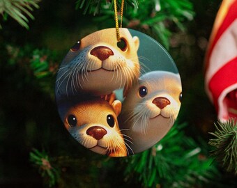 Entzückende Otter Keramikverzierung, niedliches Tier Wohnkultur, Haustier-Liebhaber-Geschenk, Feiertagsdekoration, Kinderzimmer-Dekor, einzigartiges Geschenk