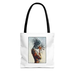 Introspektive künstlerische Einkaufstasche, Einzigartige Carryall, Boho Chic Accessoire, Geschenk für Sie, Strandtasche, Everyday Essentials