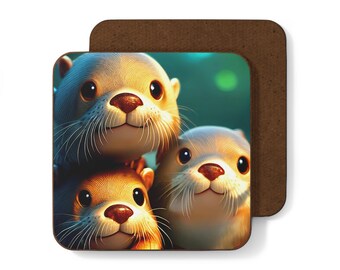 Niedlicher Otter-Hartfaseruntersetzer, Tierliebhabergeschenk, umweltfreundliches Getränkeuntersetzer, perfekt für Wohnkultur, Partybevorzugung, Geburtstag