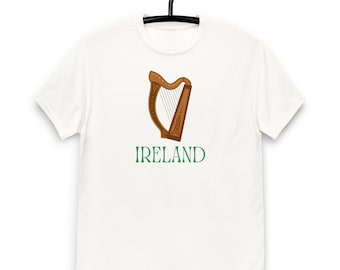 Harp of Ireland T-Shirt - Traditional Celtic Tee Cotton Top