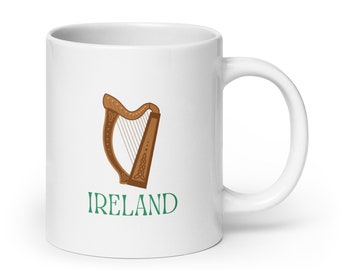Ireland Harp Mug - Irish Pride Gift - Microwave Safe