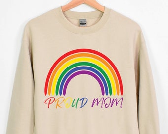 Bluza Proud Mom Pride, Rainbow Pride, Vintage Rainbow, Sweter Ally, Wsparcie LGBTQ+, Odzież Queer, Prezent dla Mamy