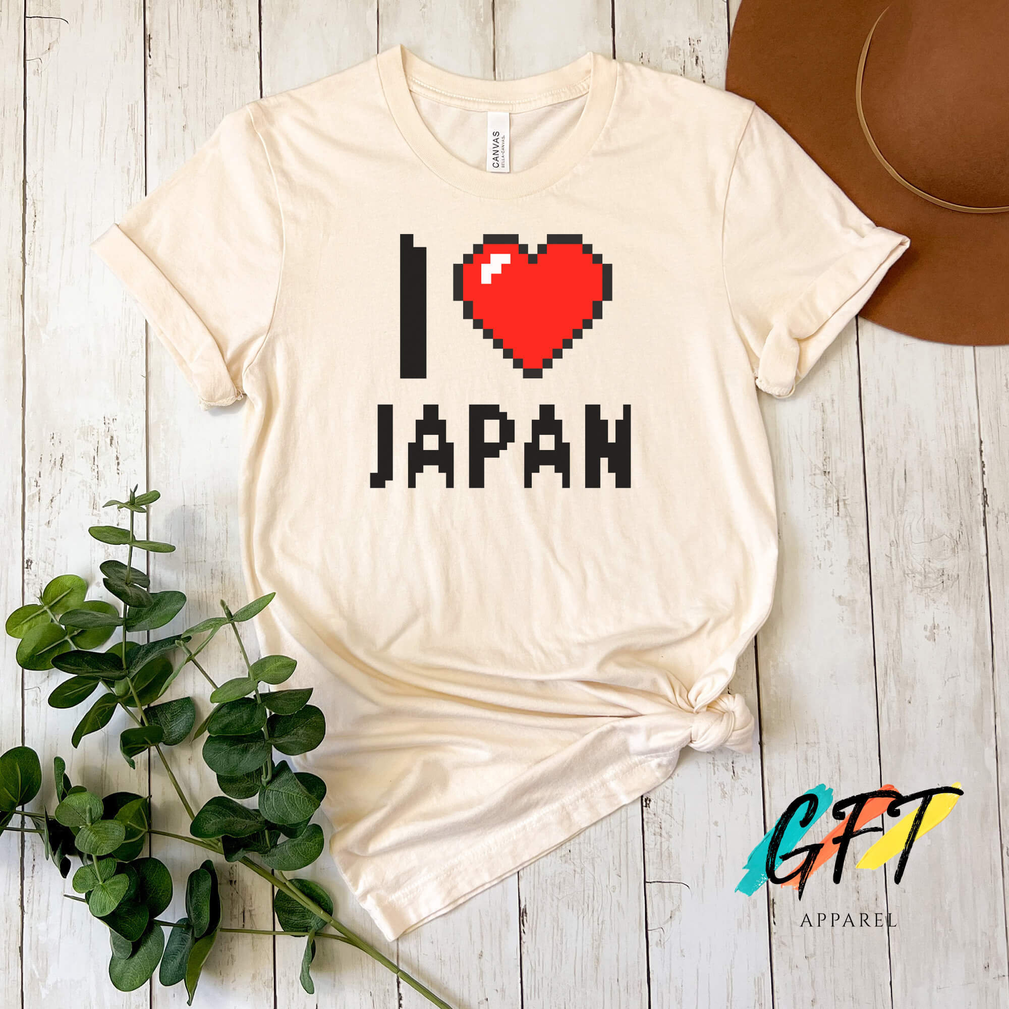 I Love Japan T-shirt, I Heart Japan, Pixel Art, 8-bit Style, Retro