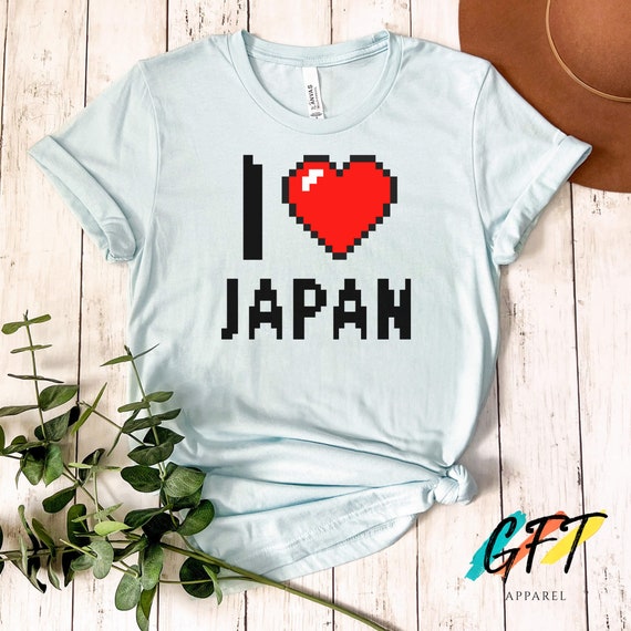 I Love Japan T-shirt, I Heart Japan, Pixel Art, 8-bit Style, Retro
