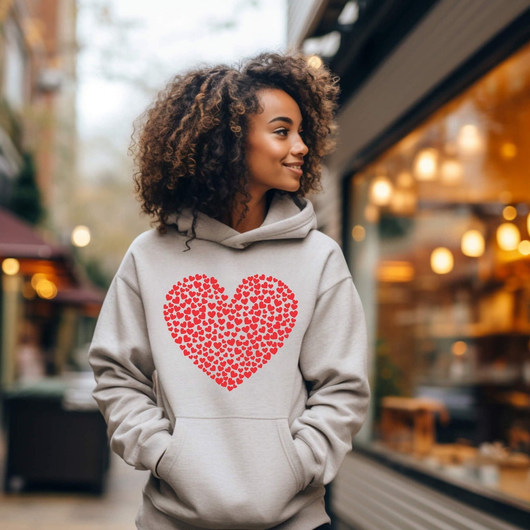 Red Heart of Hearts Love Hoodie, Cute Valentines Day Gift