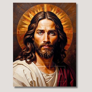Jesus Painted Print Picture, Sacred Art, Digital Antique Bible Oil. Perfect for Wall Decor and Meaningful Gifts for Moms & LDS Community.