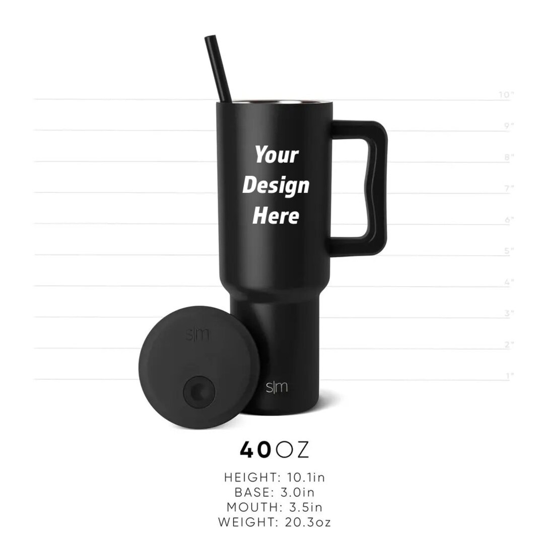 Fully Custom Simple Modern 40oz Engraved Tumblers, Personalized