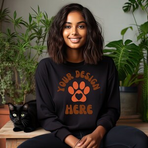 Gildan 18000 Black Mockup, Black Gildan 18000 Mockup, Aesthetic Sweatshirt Mock up, Gildan 1800 Mockup, Boho Gildan 18000 Mockup, Cat Mockup