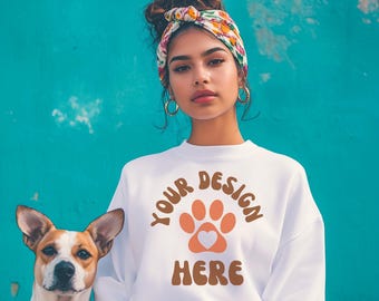 Gildan 18000 White Mockup, Comfort Colors 1566 Mockup, Gildan 18000 Mock up, Dog Mockup, Gildan 1800 Mockup, Gildan 12000 mockup