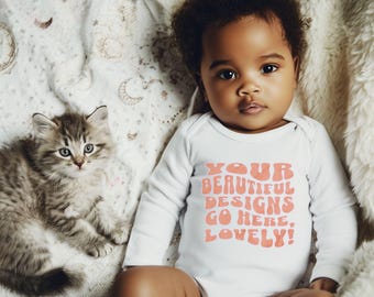 Maqueta de piel de conejo blanca de manga larga 4411, maqueta de manga larga para bebé, maqueta de Babybugz de manga larga blanca para bebé, maqueta de mono minimalista