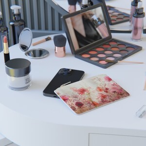 Piccola custodia con cerniera in pelle vegana, organizer per borsa, custodia con cerniera floreale, I.D. portamonete, portamonete, regalo per l'insegnante, regalo per la mamma