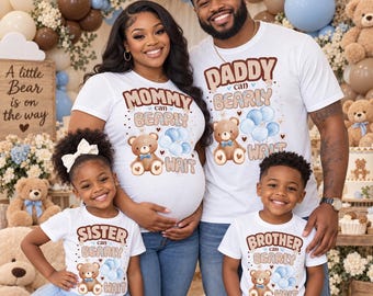 Can Bearly Wait PNG Bundle, Family Baby Shower Matching Shirt Designs, Teddy Bear Pregnancy Announcement, 10 Digital PNG Files