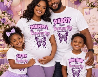 Butterfly Baby Shower PNG Bundle, Family Matching Shirts, Pregnancy Announcement (Digital Download)