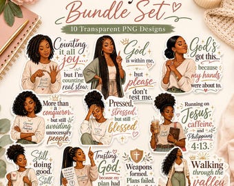 Faith Says I'm Built Different Sticker Bundle | Black Woman Clipart (Digital Download)