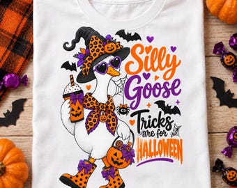 Silly Goose Halloween PNG Bundle, Witch Hat, Pumpkin Drink, Heart Sunglasses (Digital Download)