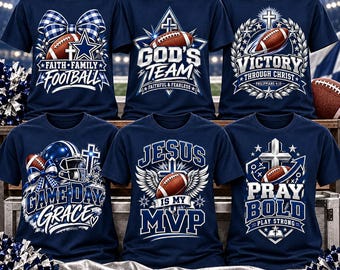 Christian Football PNG Bundle, Game Day Faith Designs, Sublimation Graphics (6 Digital Files)