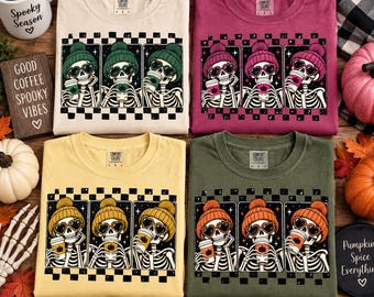 Fall Skeleton Pumpkin Spice Coffee Sublimation PNG (Digital Download)