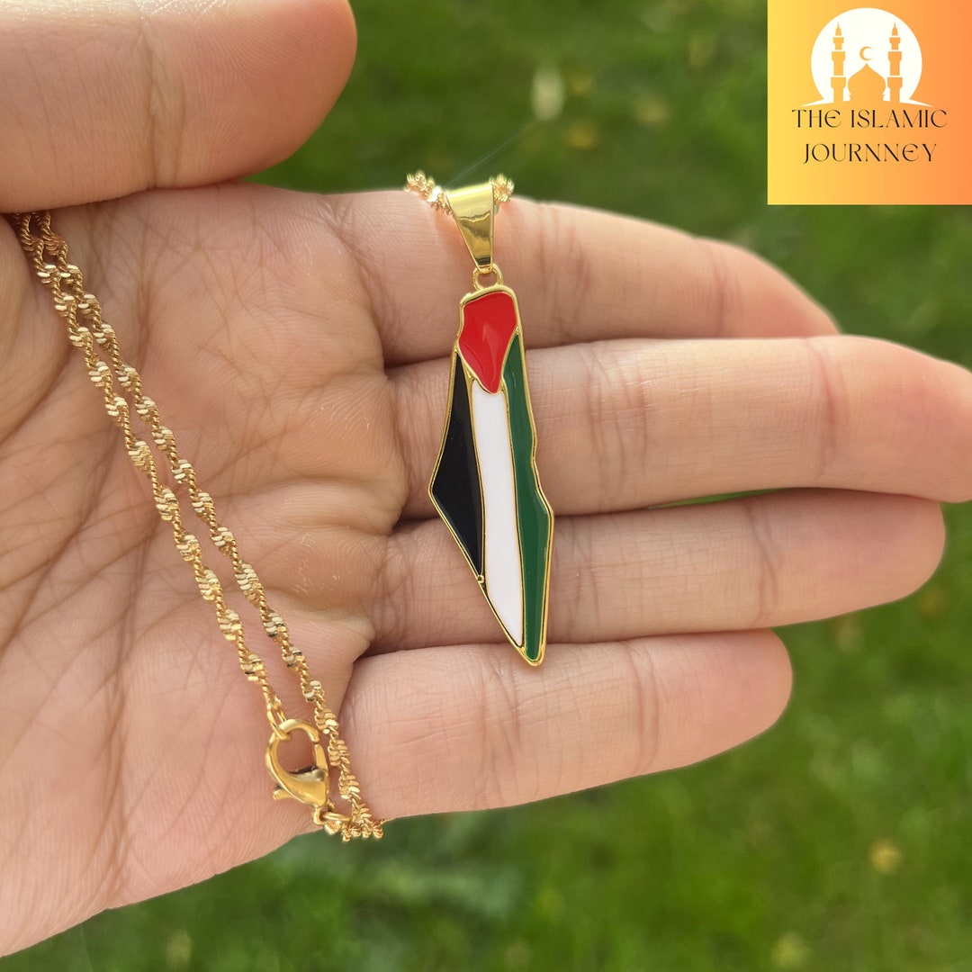 18k Gold Plated Palestine Necklace Gaza Pendant Necklace Palestine Flag