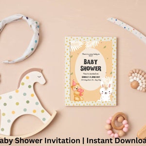 Baby Shower Invitation, Modern Baby Shower Invitation, Editable Minimalist Baby Shower Invite, Printable Baby Shower Invitation, PDF
