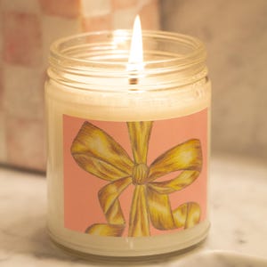 Pretty Pink and Gold Bow Scented Candle